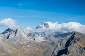 Vue sur le Col Agnel et le Mont Viso depuis le Pic de Chateau Renard