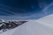 Vue sur les Ecrins depuis la piste de liaisons Molines/St-Véran