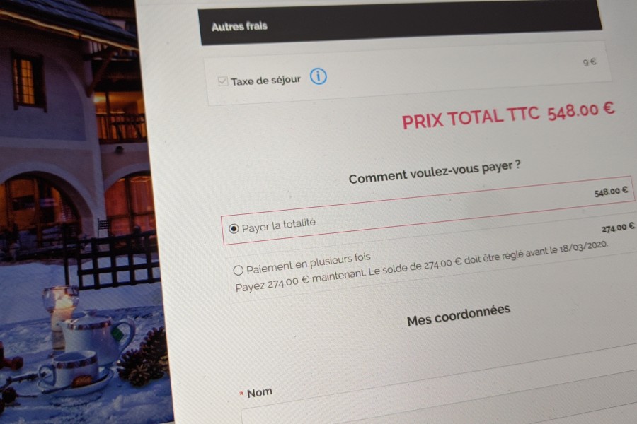 Le paiement fractionné des réservations est disponible