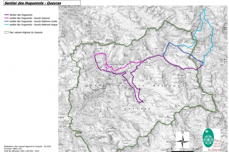 carte traces sentiers huguenots