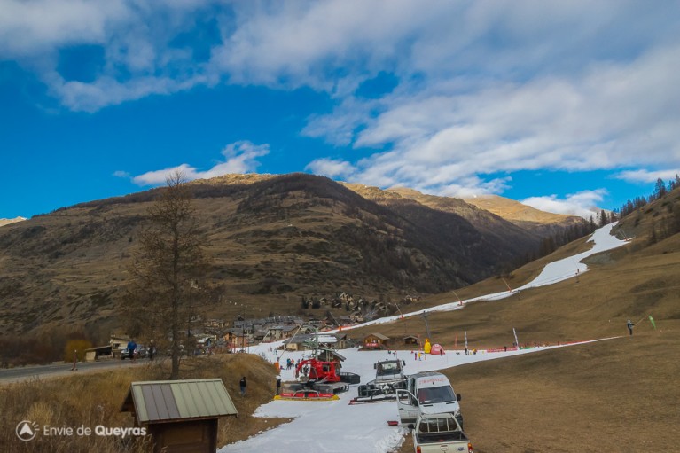 Le front de neige d'Abries le 23 decembre 2015