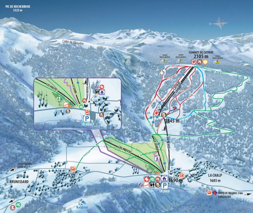 Plan des pistes du domaine skiable de Arvieux Izoard