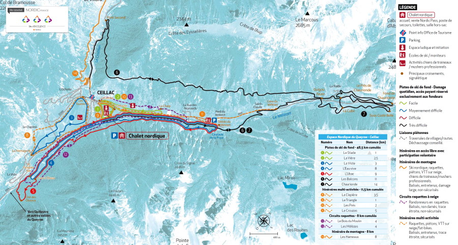 Plan des pistes du domaine skiable nordique de Ceillac