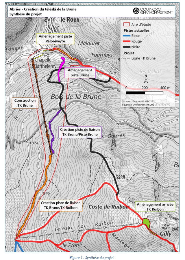 plan projet teleski la brune Abries